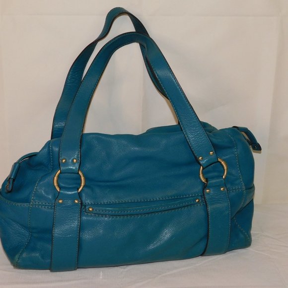 MICHAEL KORS Satchel Barrel Leather Handbag Large Turquoise - Picture 6 of 14